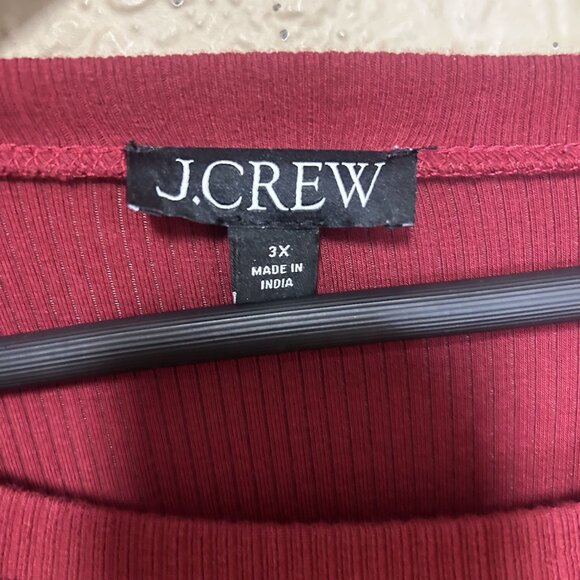 J. Crew Womens Ribbed Puff Sleeves Top Red Size 3X - Picture 2 of 6